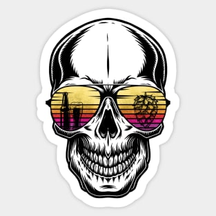 Summer Skull Retro Sunset Sunglasses Sticker